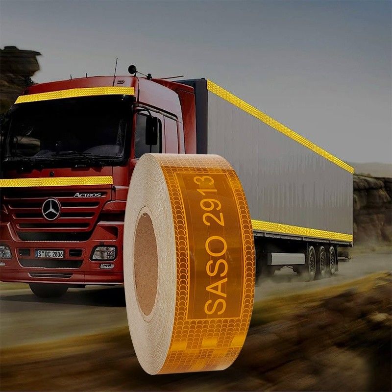 LU Saso 2913 Autocollant adhésif réfléchissant bandeau d'avertissement de sécurité 5cmx25m 7,5 cm 10 cm bandeau métallisé réfléchissant jaune bandeau d'avertissement de sécurité pour camion