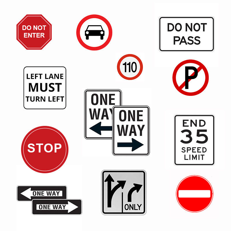 Signes routiers personnalisés réglementaires obligatoires Rétroréfléchissants Signes de circulation Blanc Noir Rouge