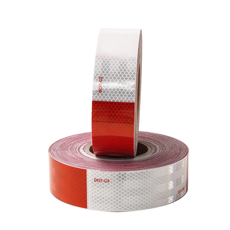 Tape de sécurité réfléchissante DOT-C2 à haute intensité, imperméable à l'eau, rouge et blanc, adhésive, pour véhicule