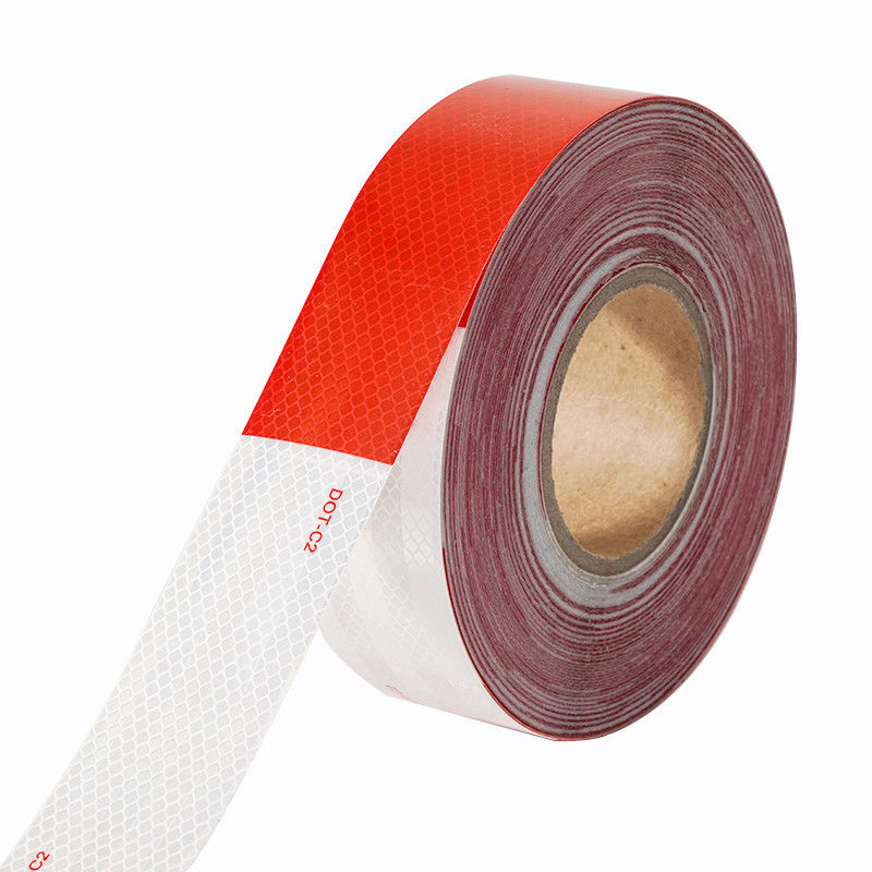DOT-C2 Ruban de sécurité réfléchissant imperméable à l'eau en rouge et blanc Adhésif pour remorques Signes de circulation Produit