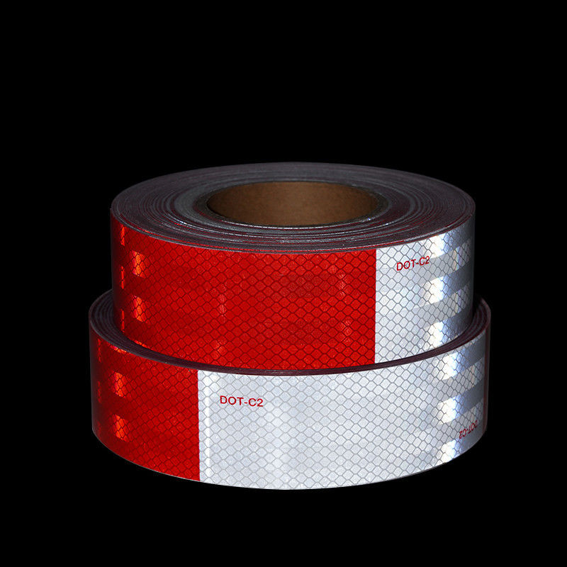 Tape de sécurité réfléchissante DOT-C2 à haute intensité, imperméable à l'eau, rouge et blanc, adhésive, pour véhicule