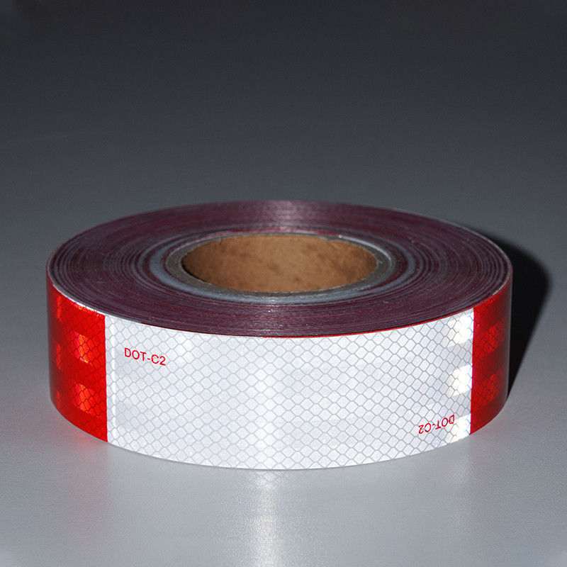 Tape de sécurité réfléchissante DOT-C2 à haute intensité, imperméable à l'eau, rouge et blanc, adhésive, pour véhicule