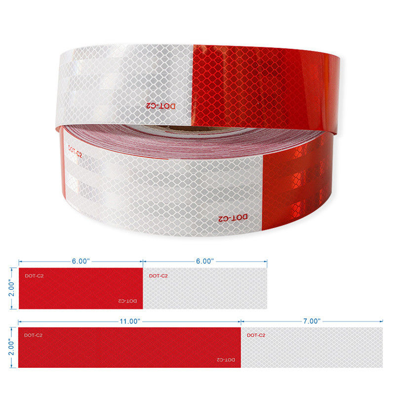 50 mm 2 pouces adhésif blanc rouge DOT C2 ruban adhésif de sécurité réfléchissant sur le camion pour les véhicules