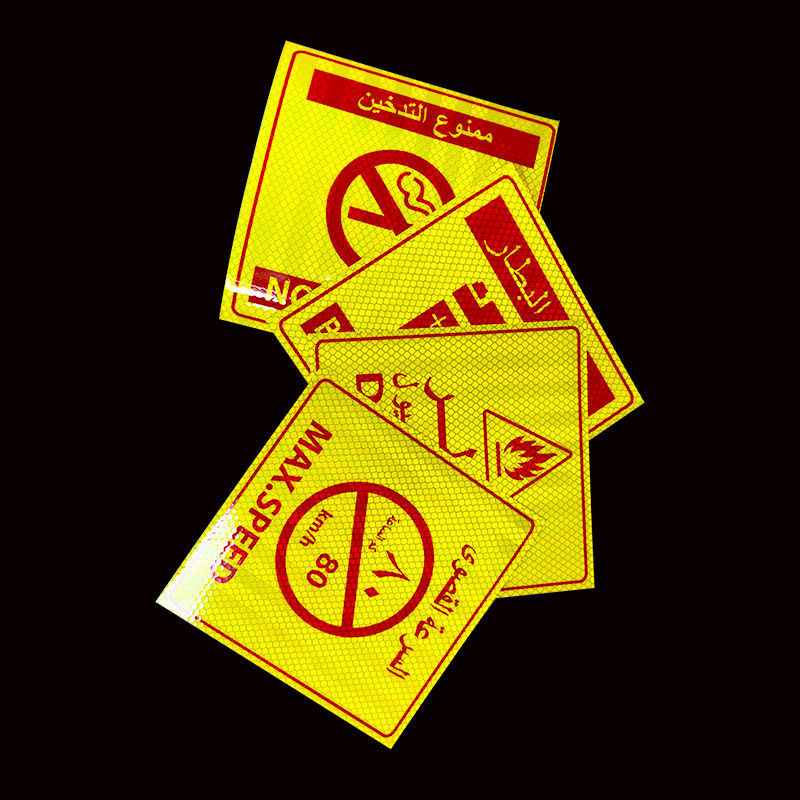 PVC imprimable sur mesure Pas de danger de fumée Extincteur de feu Limite de vitesse Indicateur autocollant arabe réfléchissant