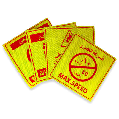 Bon prix PVC imprimable sur mesure Pas de danger de fumée Extincteur de feu Limite de vitesse Indicateur autocollant arabe réfléchissant en ligne